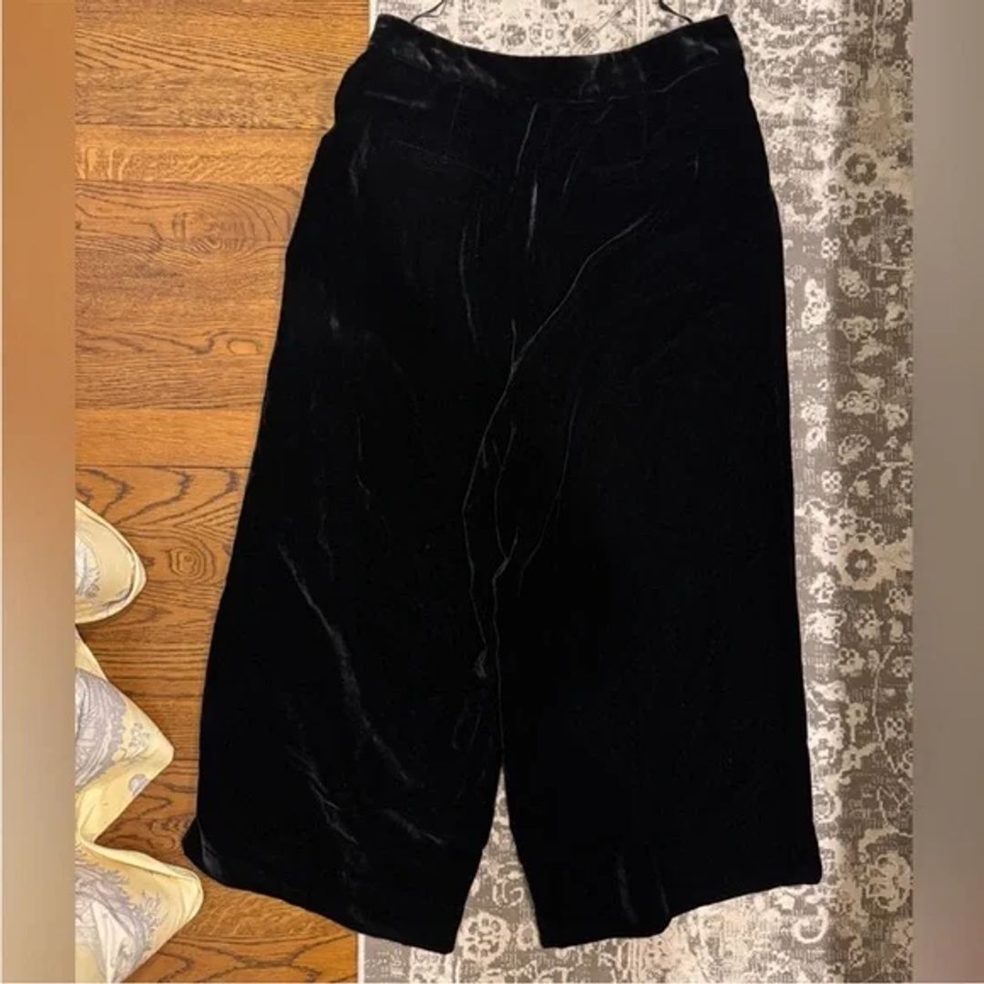 NWT Tibi Stella Cropped Wide Leg Black Velvet Culottes