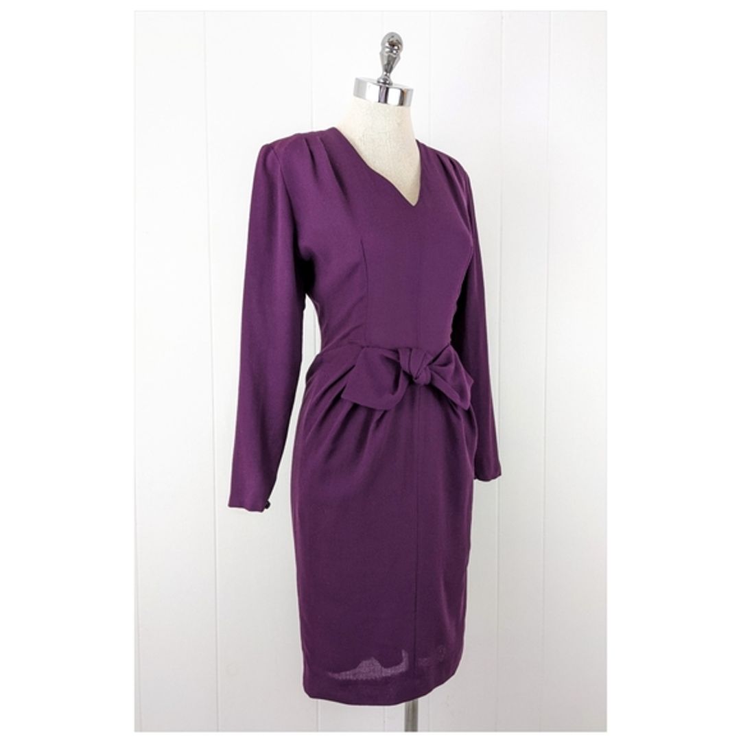 Guy Laroche Vintage 80's Sheath Dress with Bow Detail