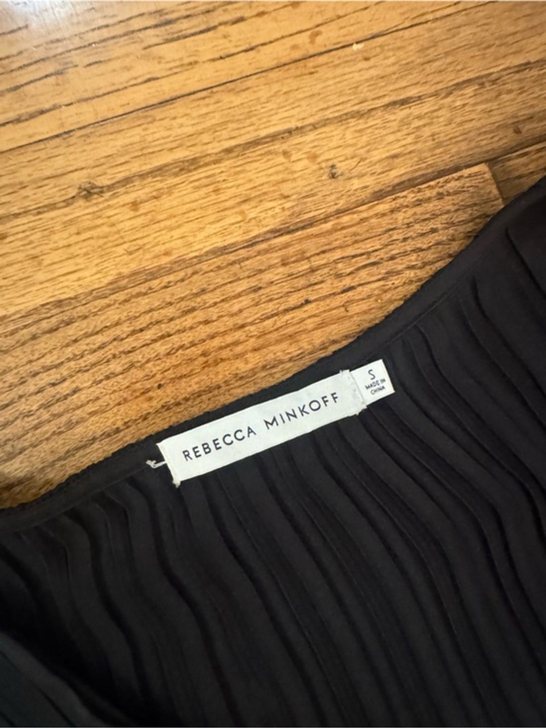 Rebecca Minkoff Cotton Linen Black Pleated Mini Dress