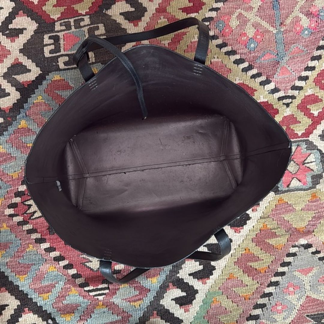 Mansur Gavriel Black Large Tote with Pewter Interior