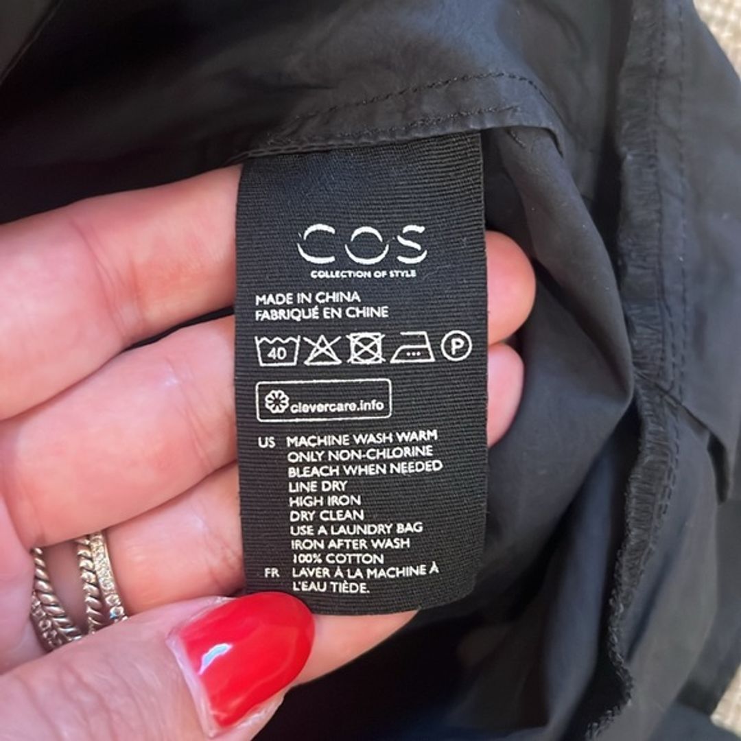 COS A-Line Maxi Dress with Pleated Ruffle Drape in Black or Slate Color