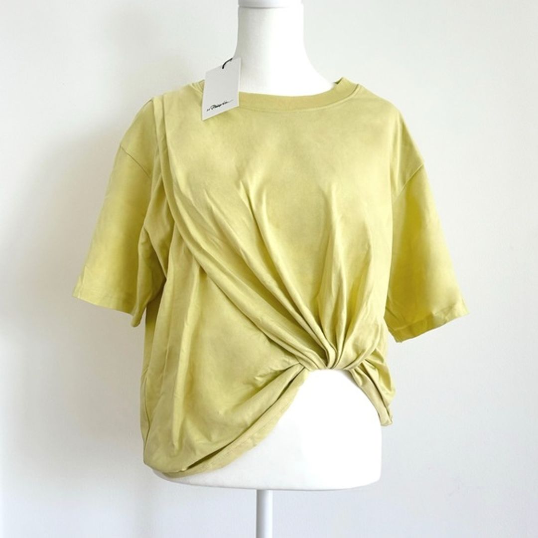 3.1 Phillip Lim Pale Yellow Short Sleeve Knot Front Tee