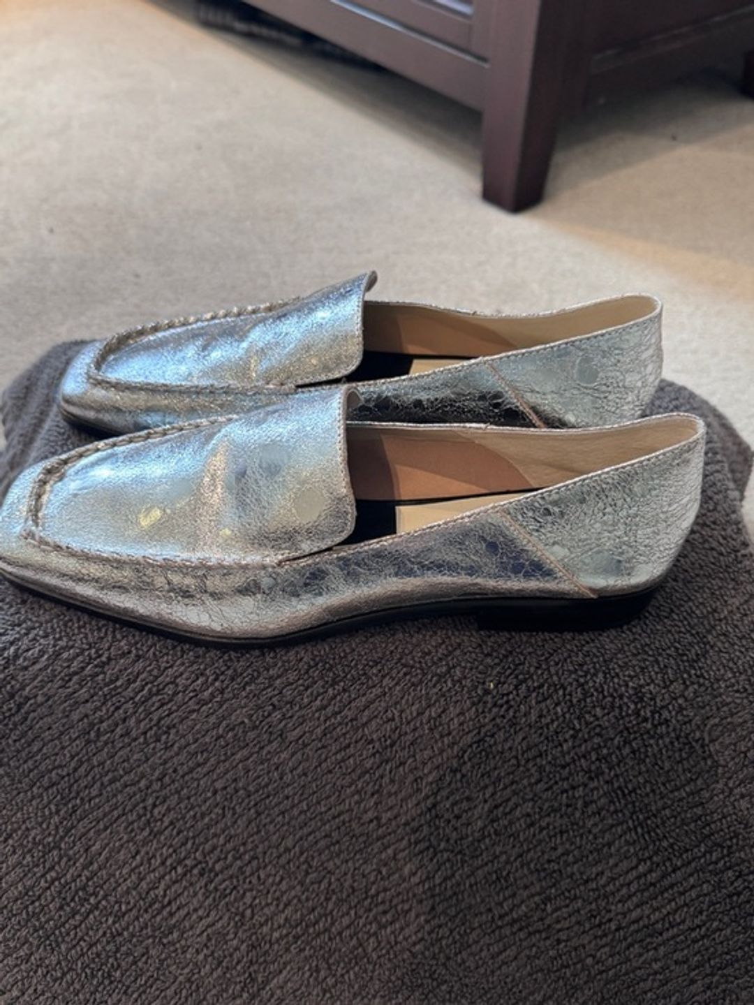 Dolce Vita Beny Flats Silver Distressed Leather - Size 8
