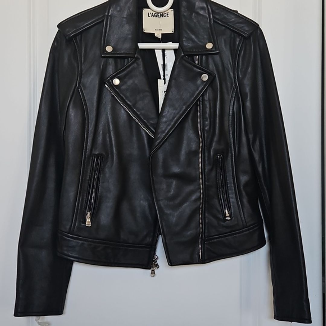 NWT L'Agence Lambskin Biker Jacket