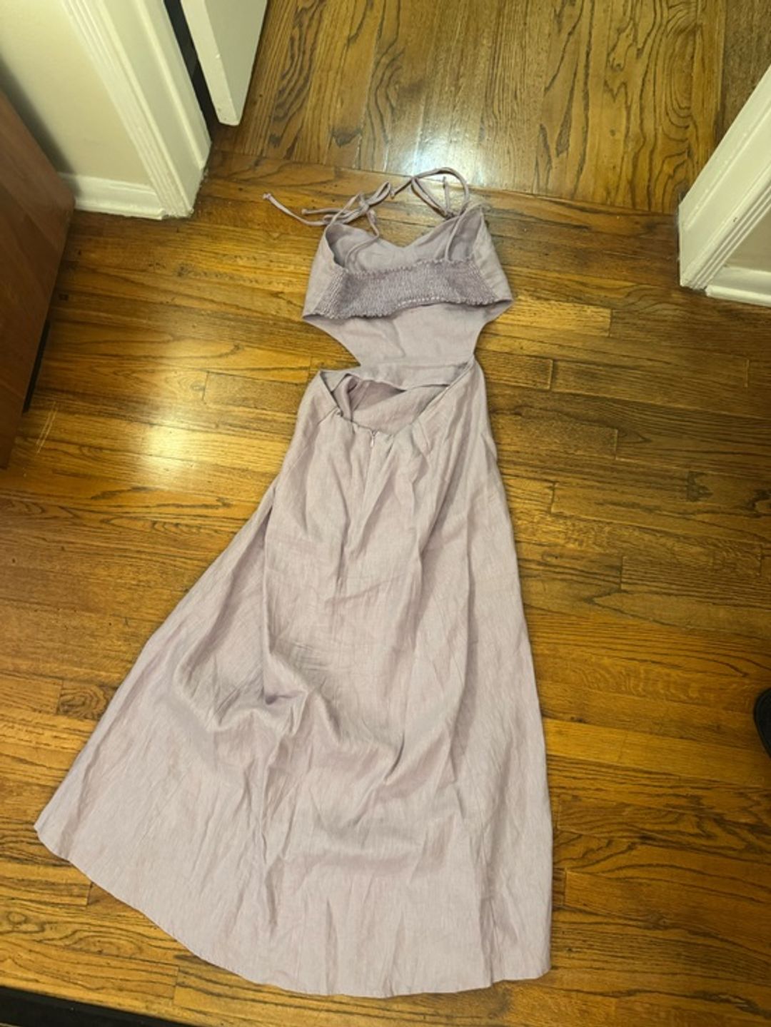 Reformation Alessa Linen Tie Shoulder Midi Dress