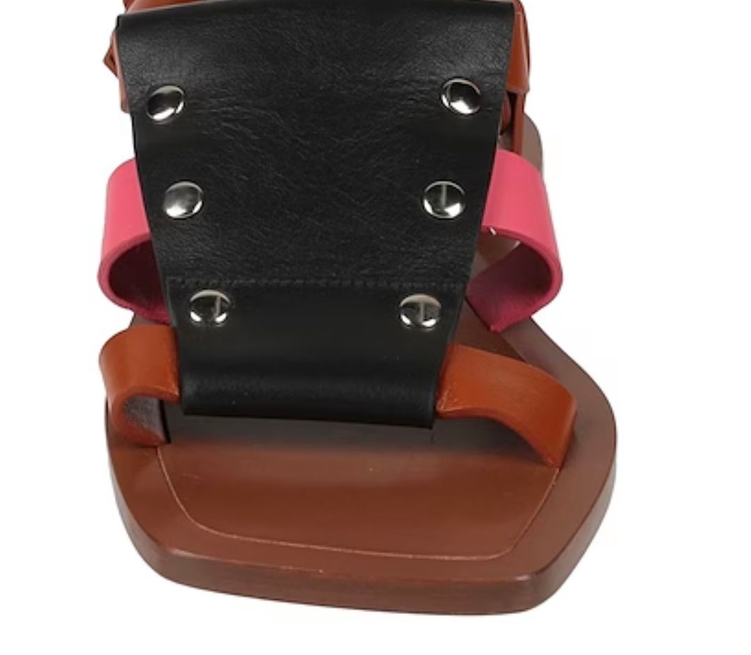 Plan C Color-block Leather Sandals