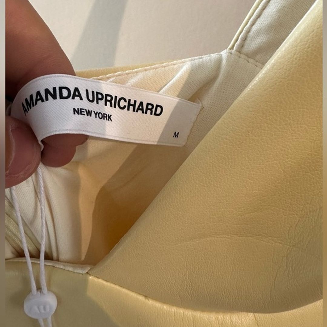 NWT Amanda Uprichard Sorvette Pale Yellow V-Neck Sleeveless Midi Dress