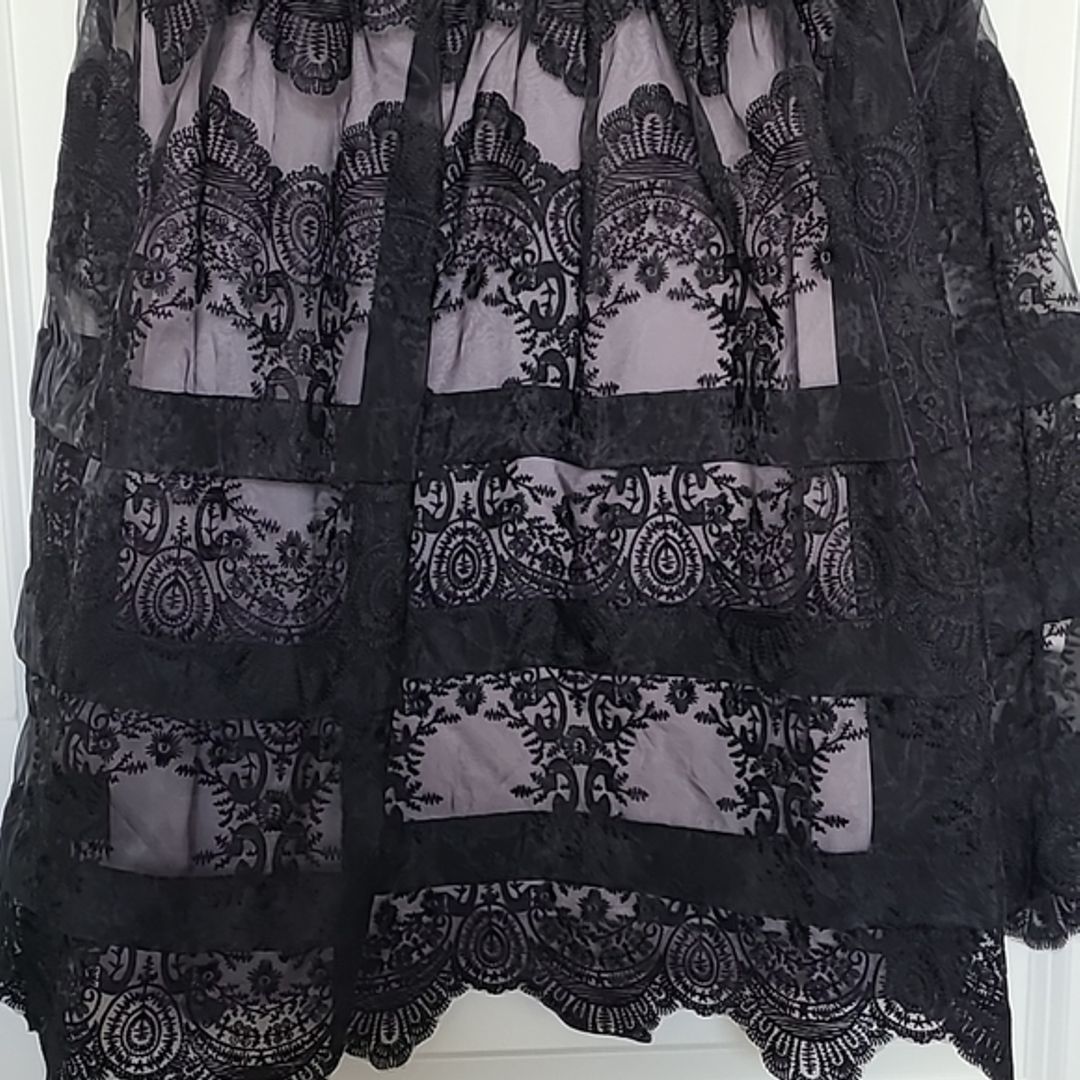 Marissa Webb Black Lace Mini Dress with Lavender Slip
