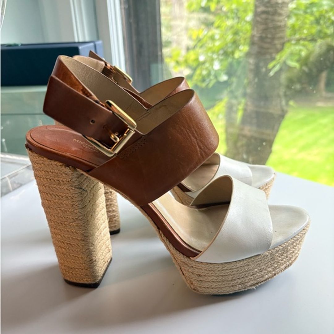 Michael Kors Runway Collection Camel and White Platform Sandals