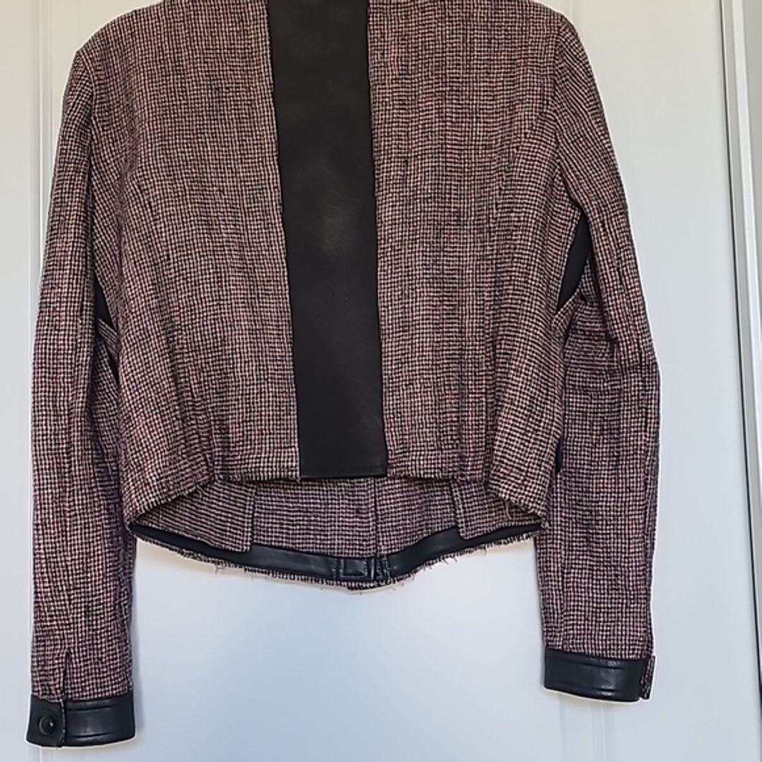 Isabel Marant Pink Tweed Black Leather Trim Jacket