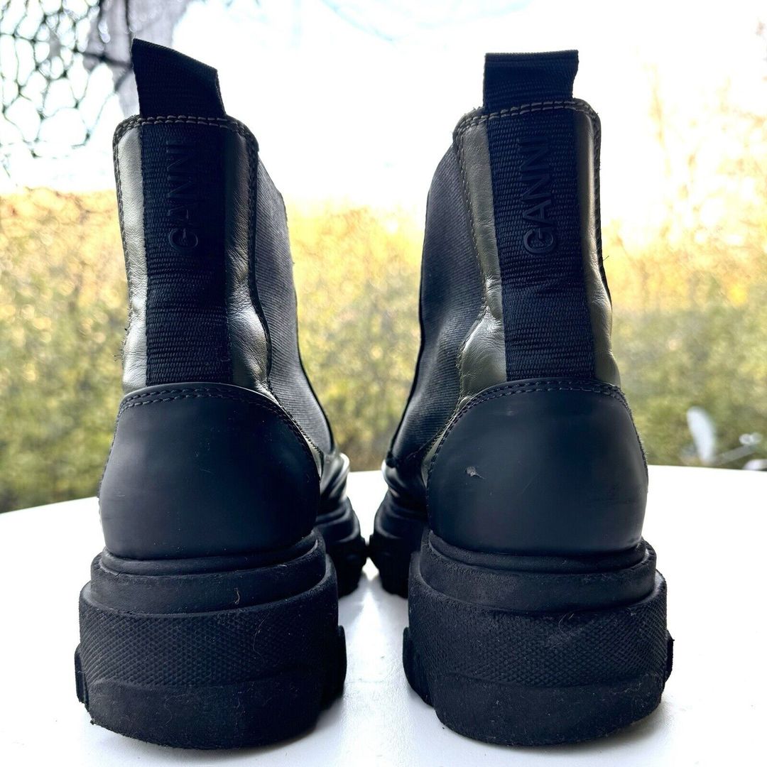Ganni Green Low Chelsea Boots