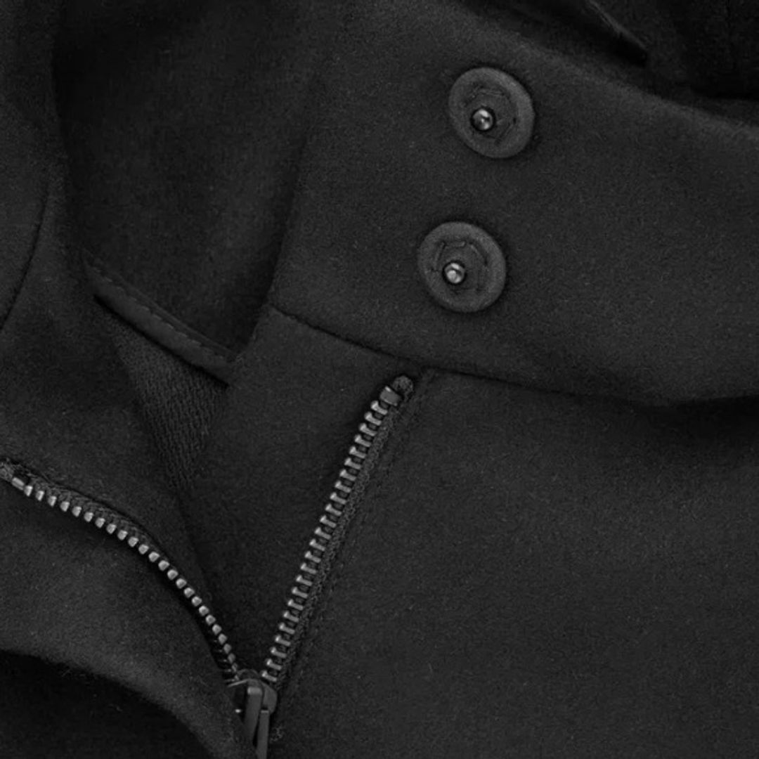 COS Black Hooded Wool Duffle Coat