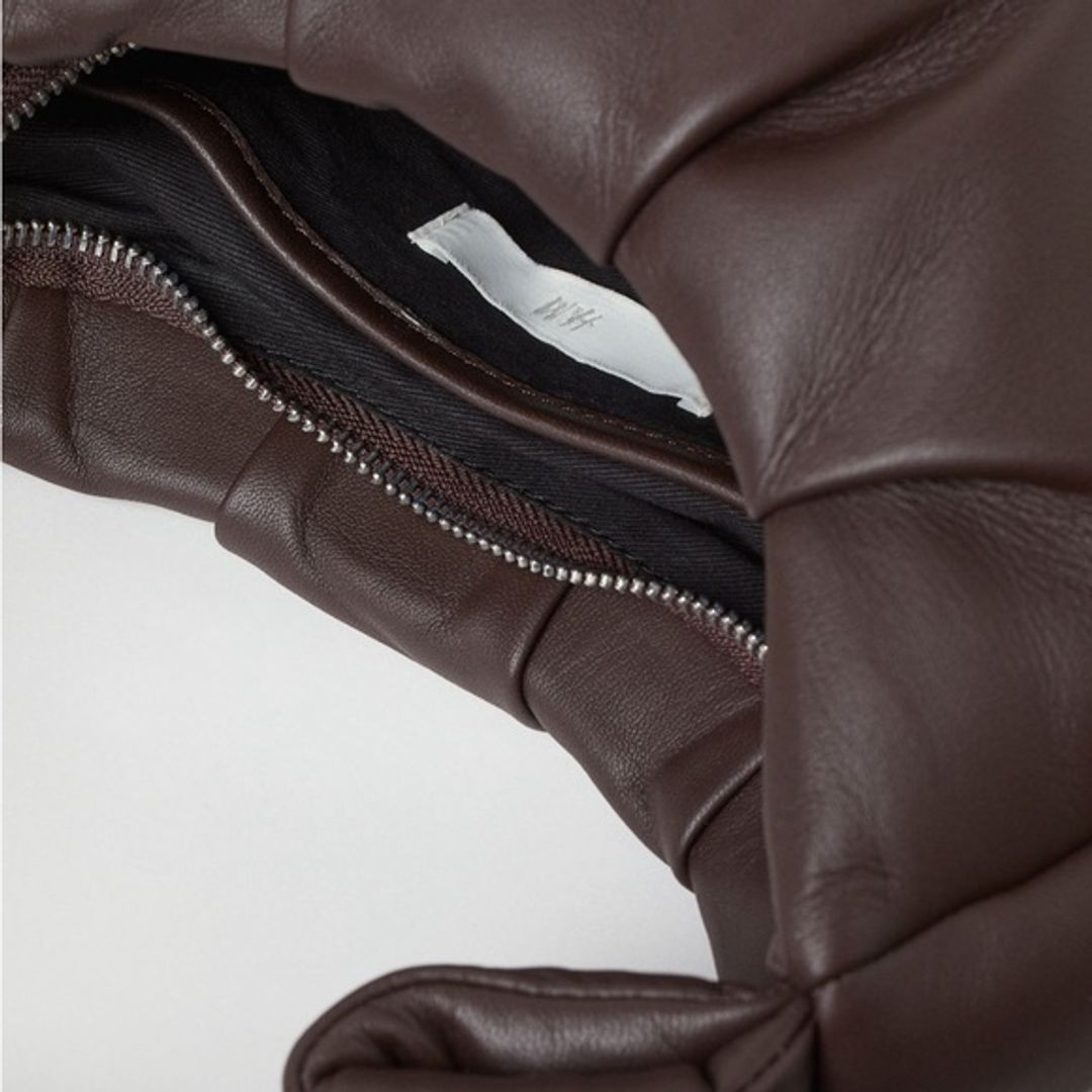 H&M Premium Leather Chocolate Brown Puffer Bag