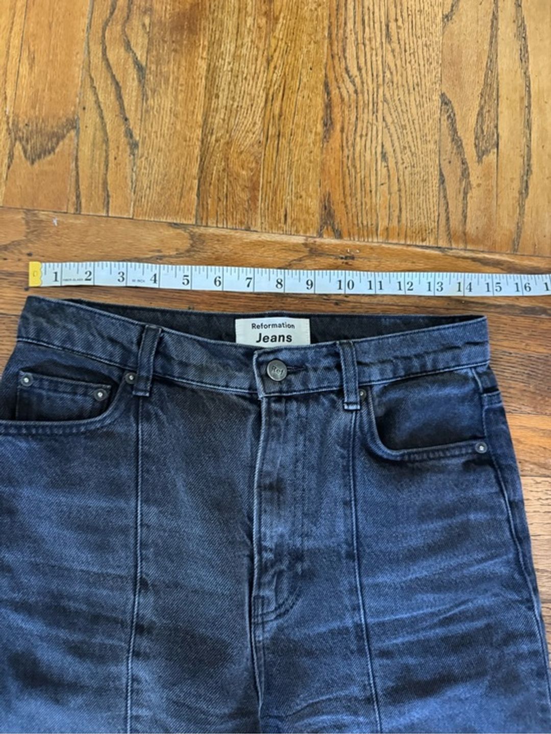 Reformation Kris Relaxed Jean Black Washed Front Seam Jeans