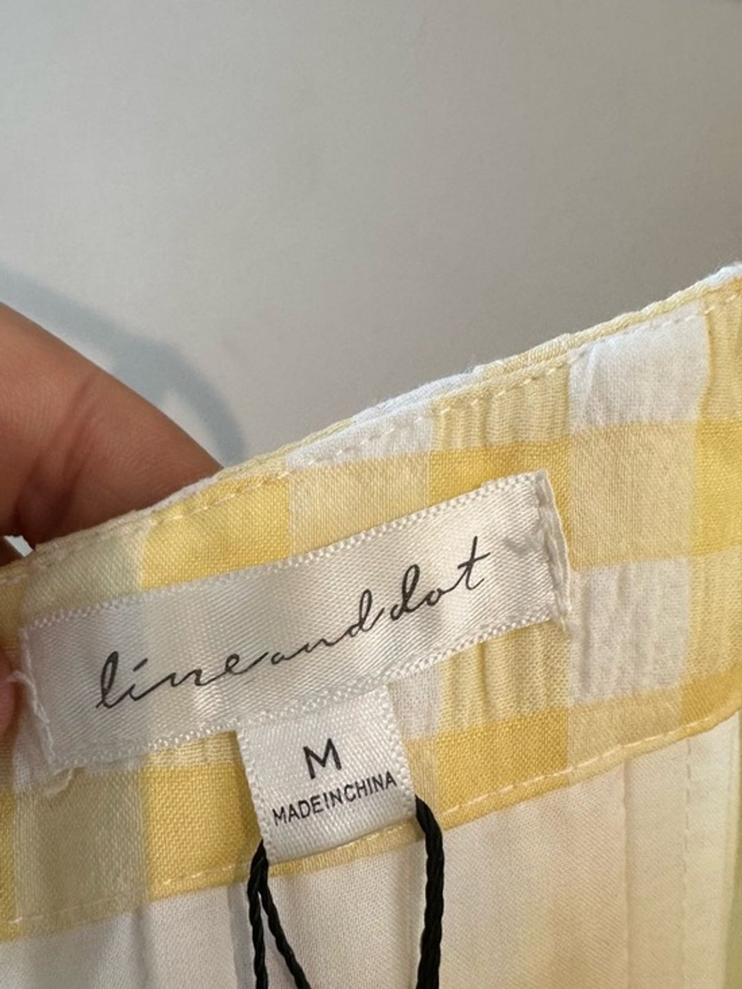 NWT Line & Dot Juni Corset Yellow Gingham Tie-Strap Top
