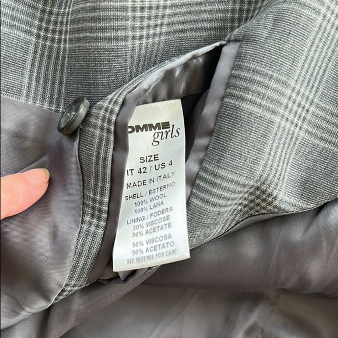 HommeGirls Checked Double-Breasted Gray Blazer