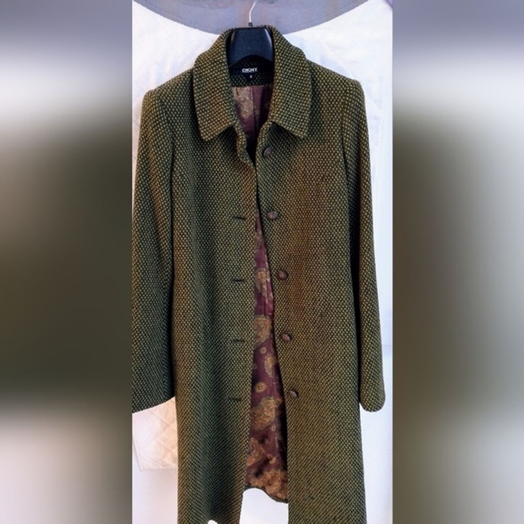 Donna Karan DKNY Green Wool Blend Maxi Coat