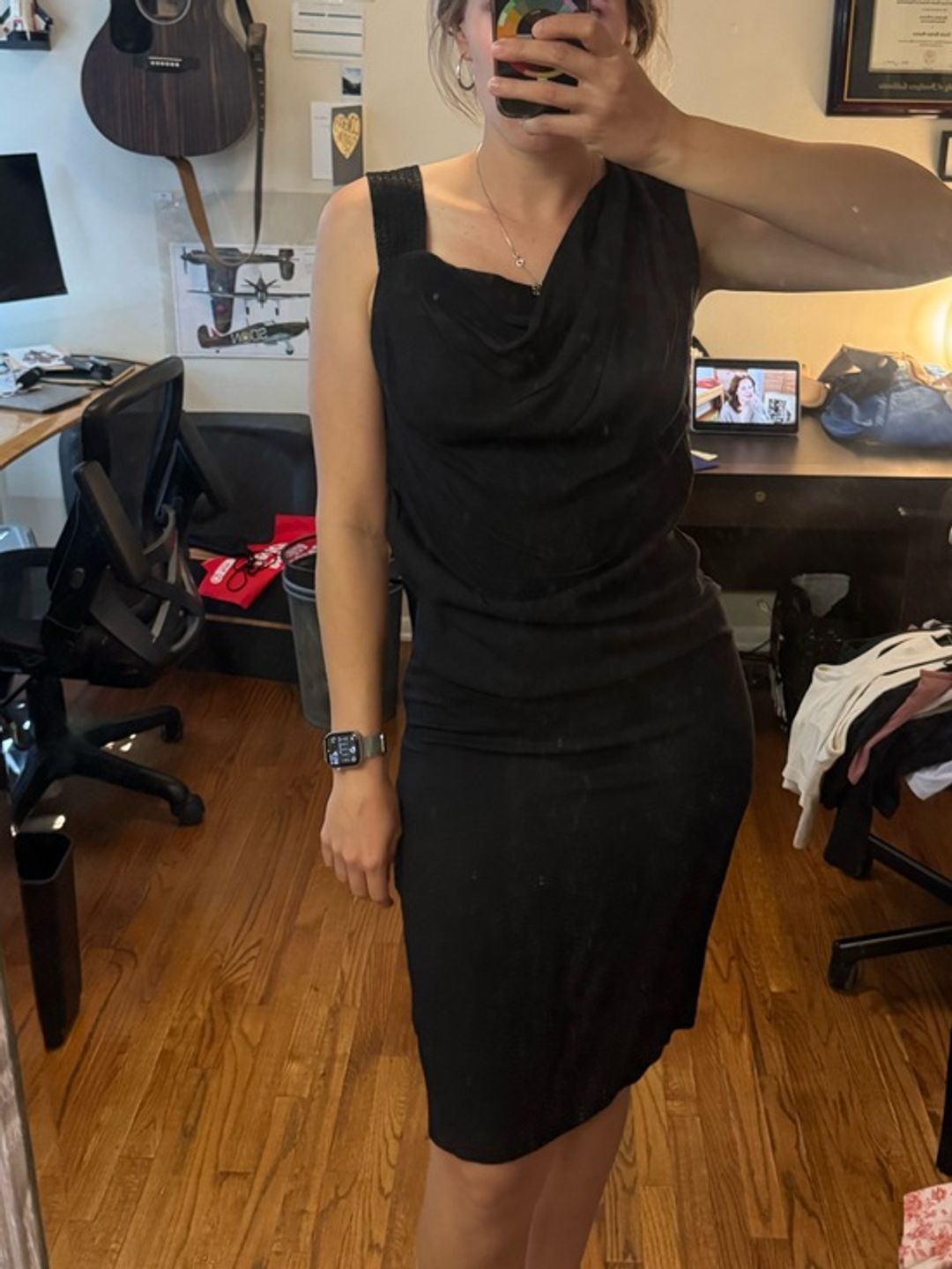 Vivienne Westwood Vintage Black Draped Midi Sheath Dress