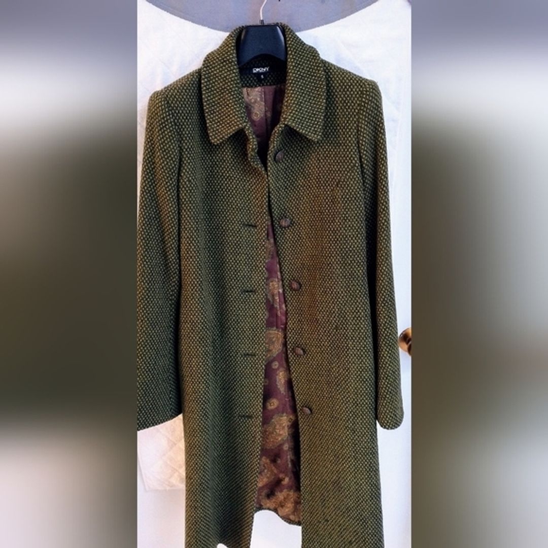 Donna Karan DKNY Green Wool Blend Maxi Coat
