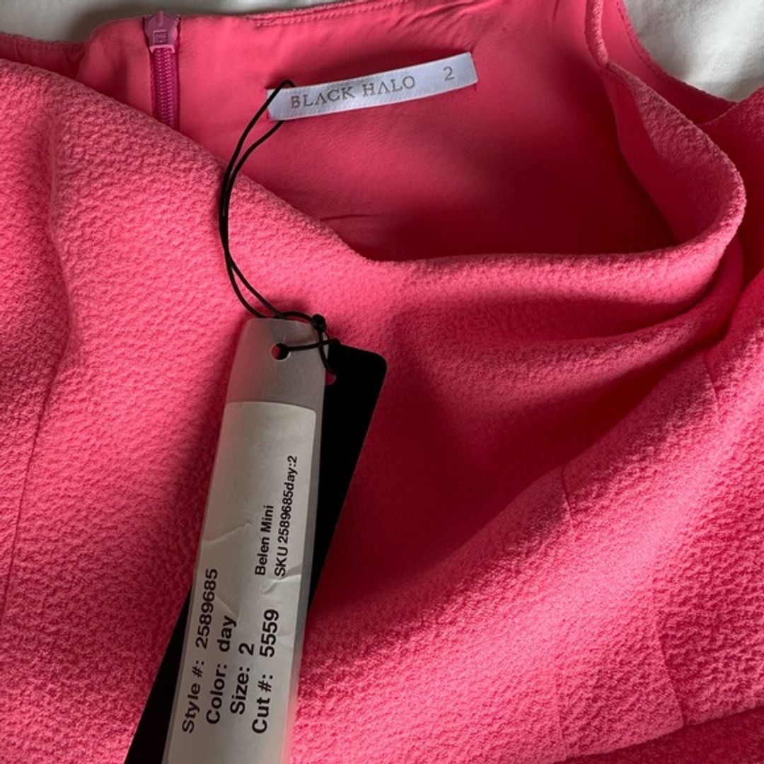 NWT Black Halo Coral Peplum Mini Dress