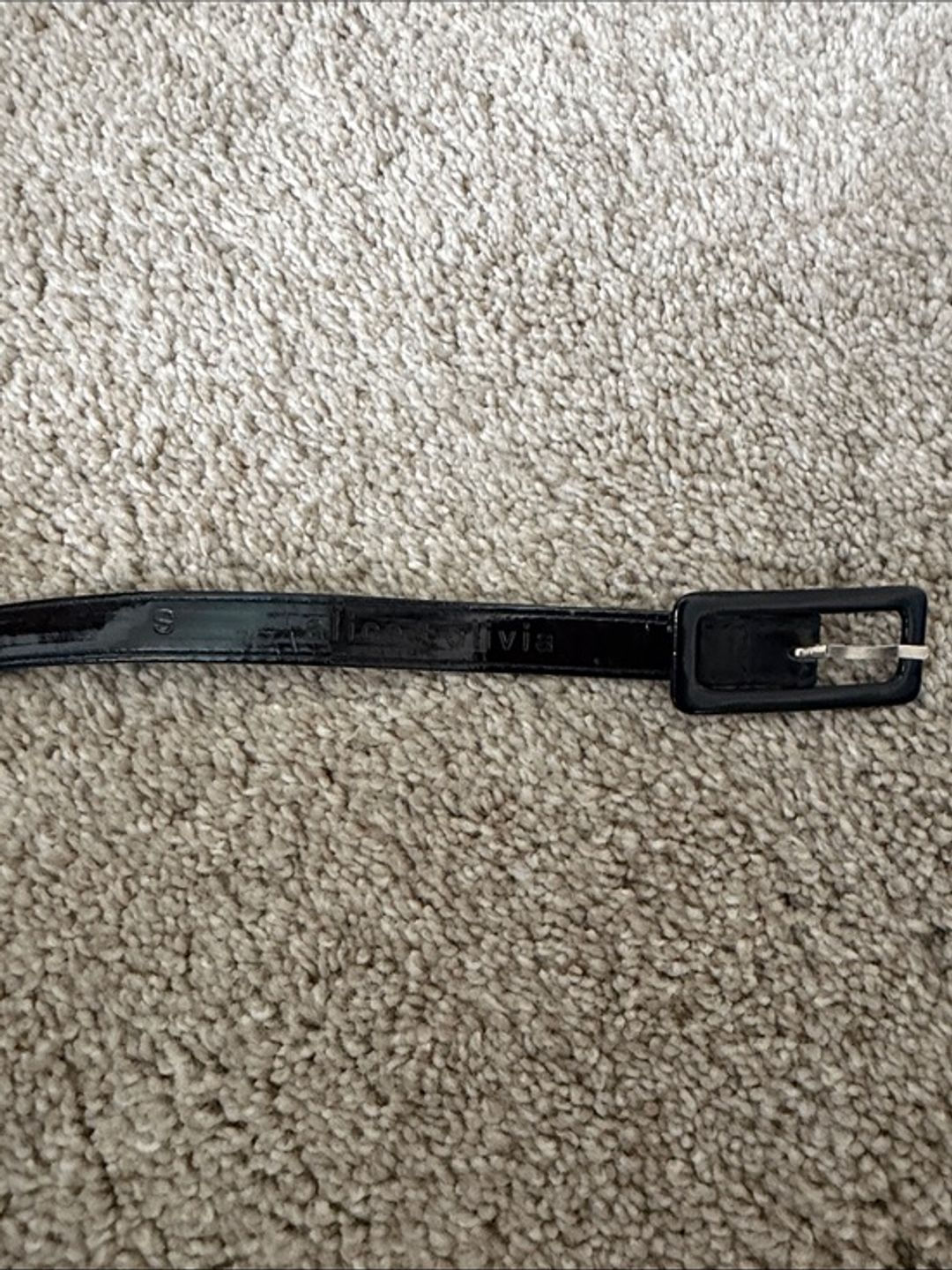 Alice + Olivia Black Patent Leather Belt with Rectangular Buckle