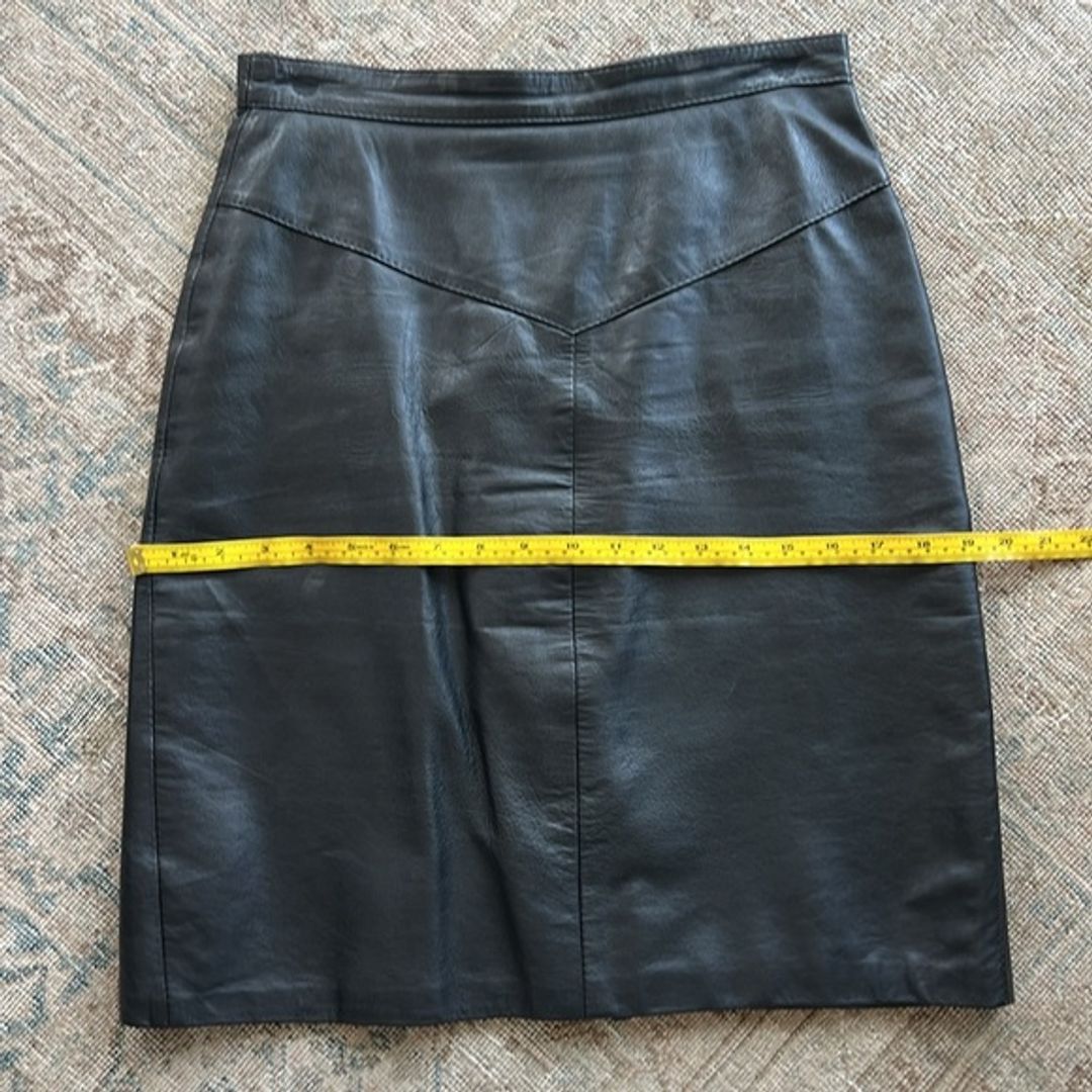 Vintage Black Leather Skirt  Size M