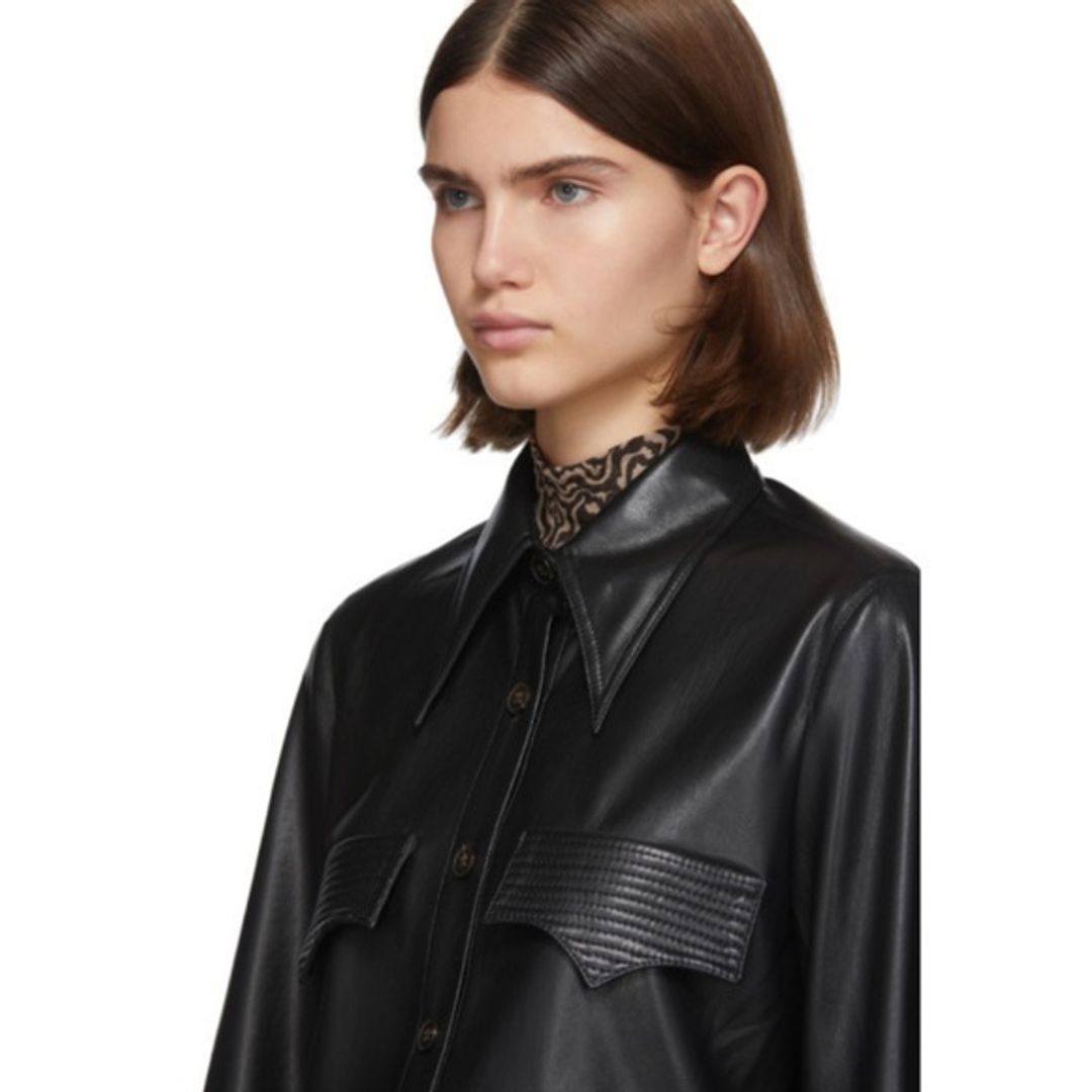 Nanushka Black Vegan Leather Elpi Shirt