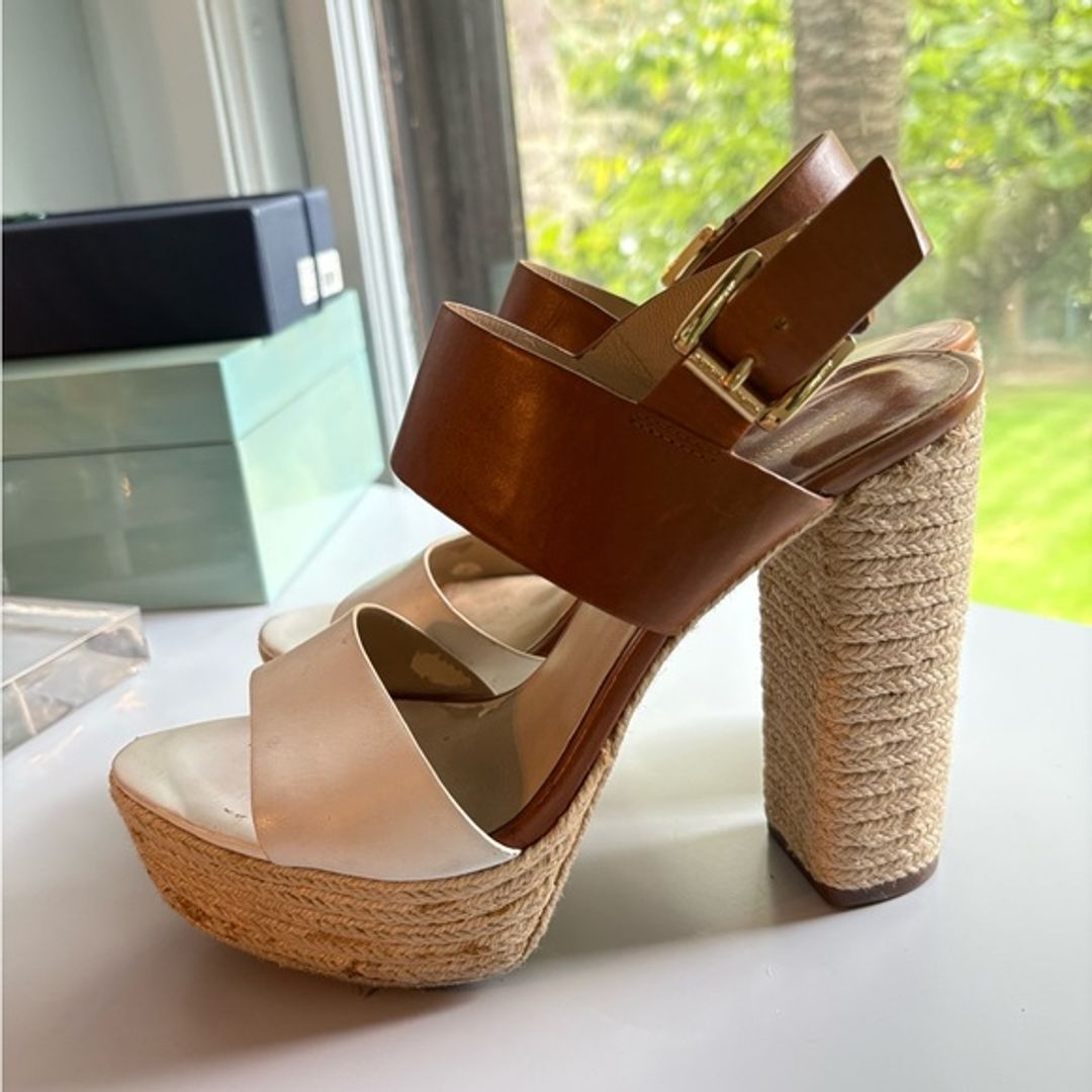 Michael Kors Runway Collection Camel and White Platform Sandals