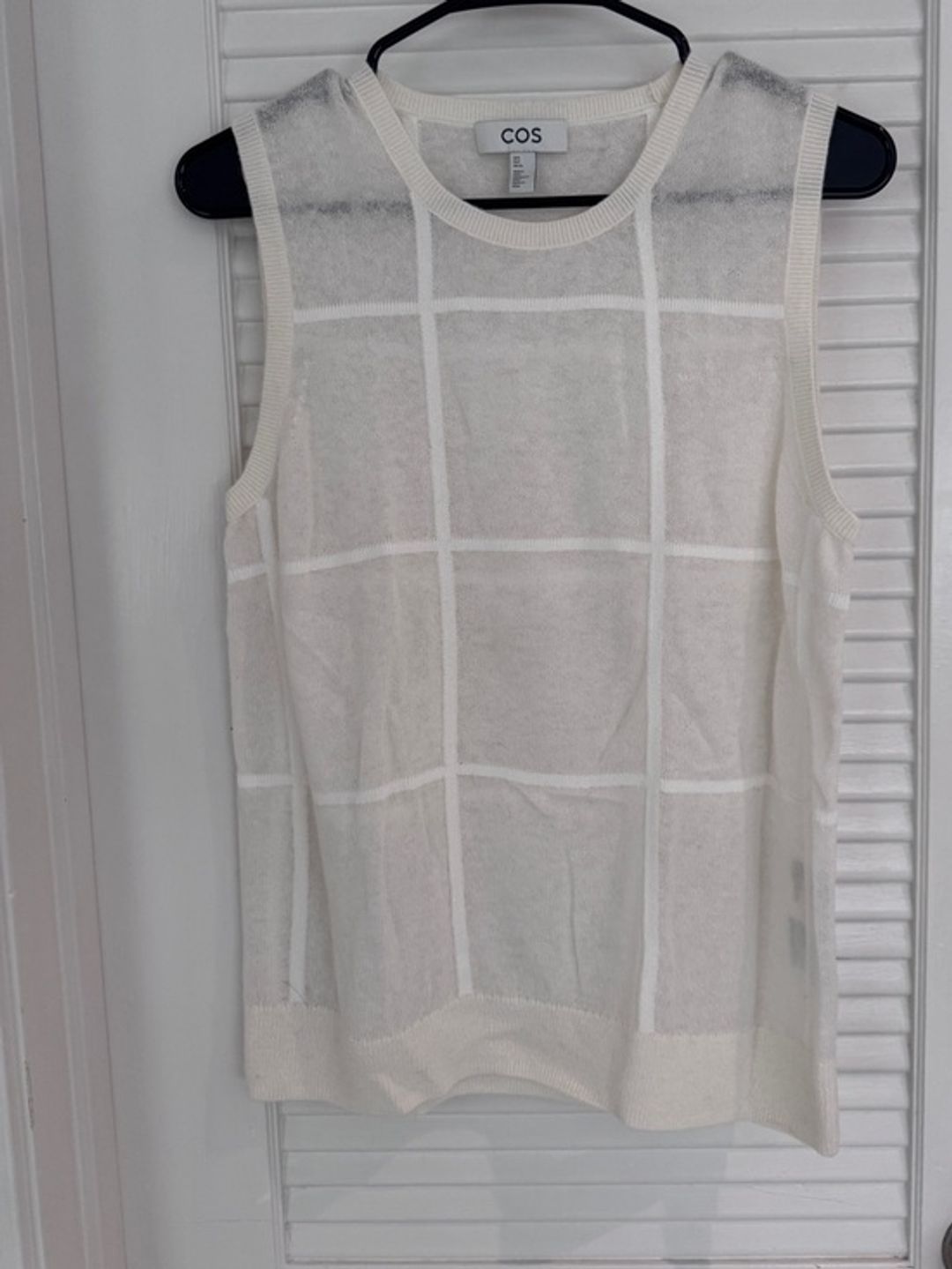 COS Windowpane Check Cotton Wool & Alpaca Blend Tank Top