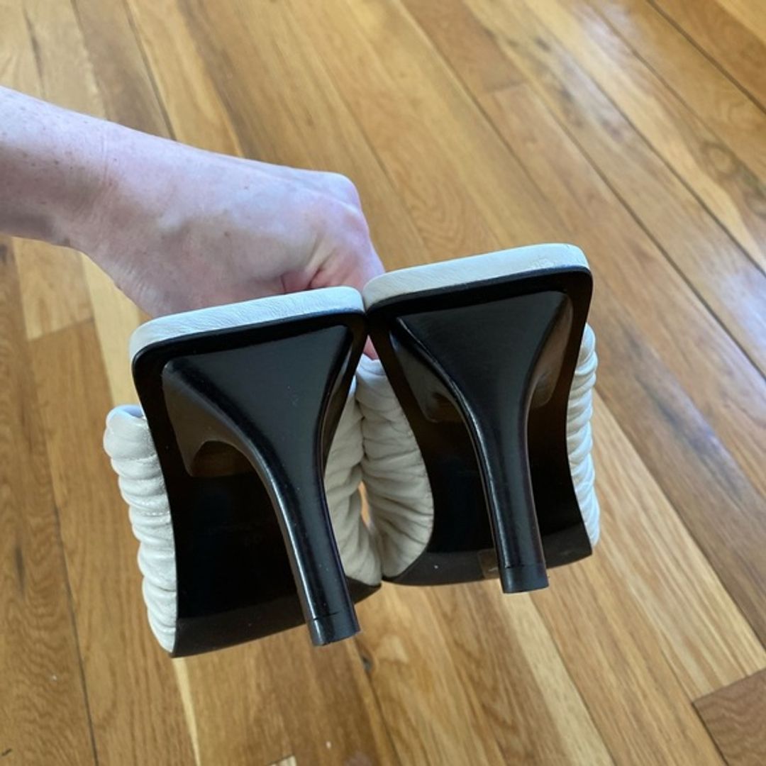 COS Women's Ivory Kitten Heel Mules