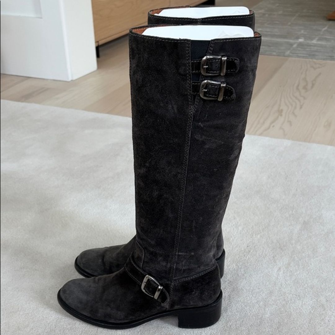 Loeffler Randall Dark Gray Suede Knee-High Boots