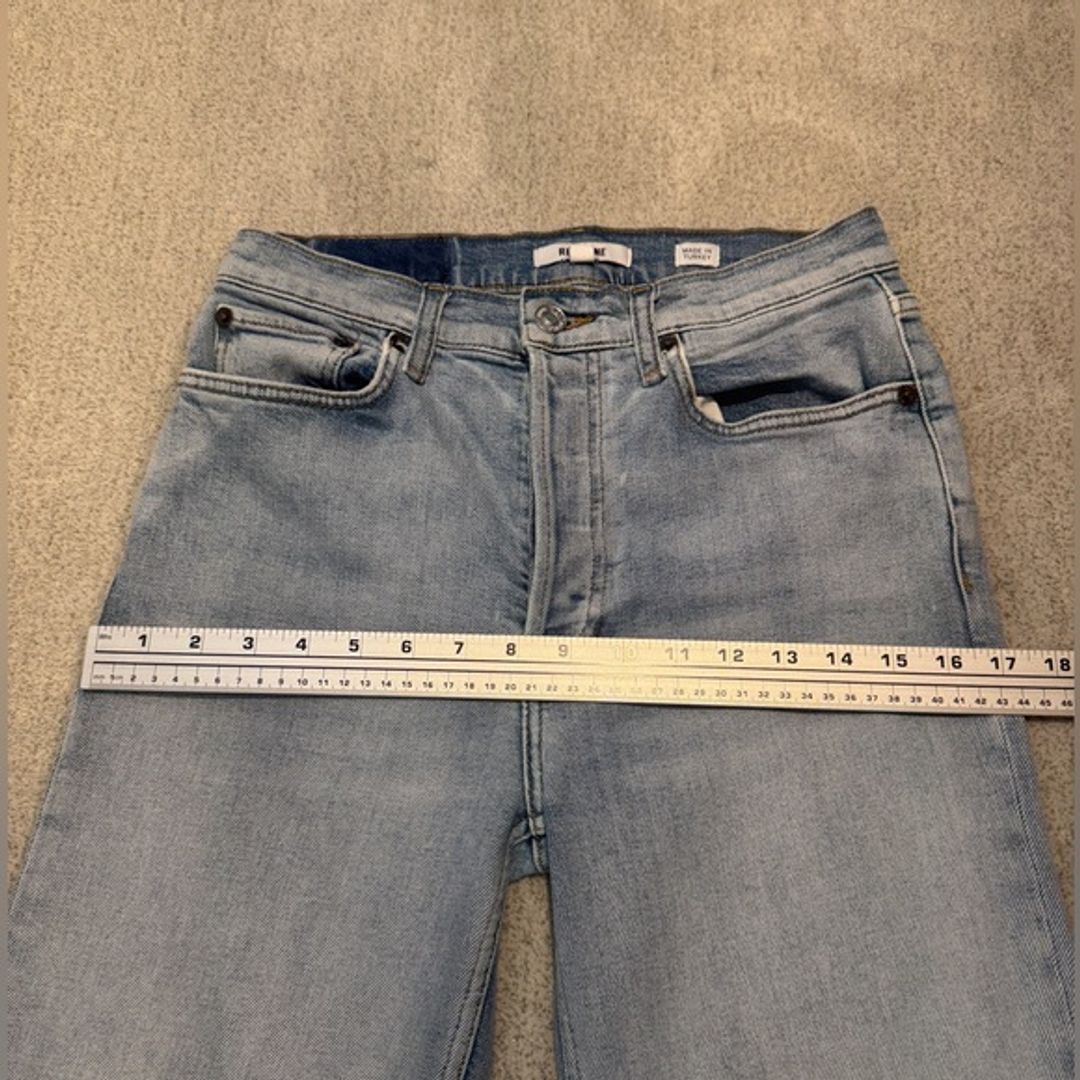 Re/Done Light Blue Straight Jeans with Contrast Stitching