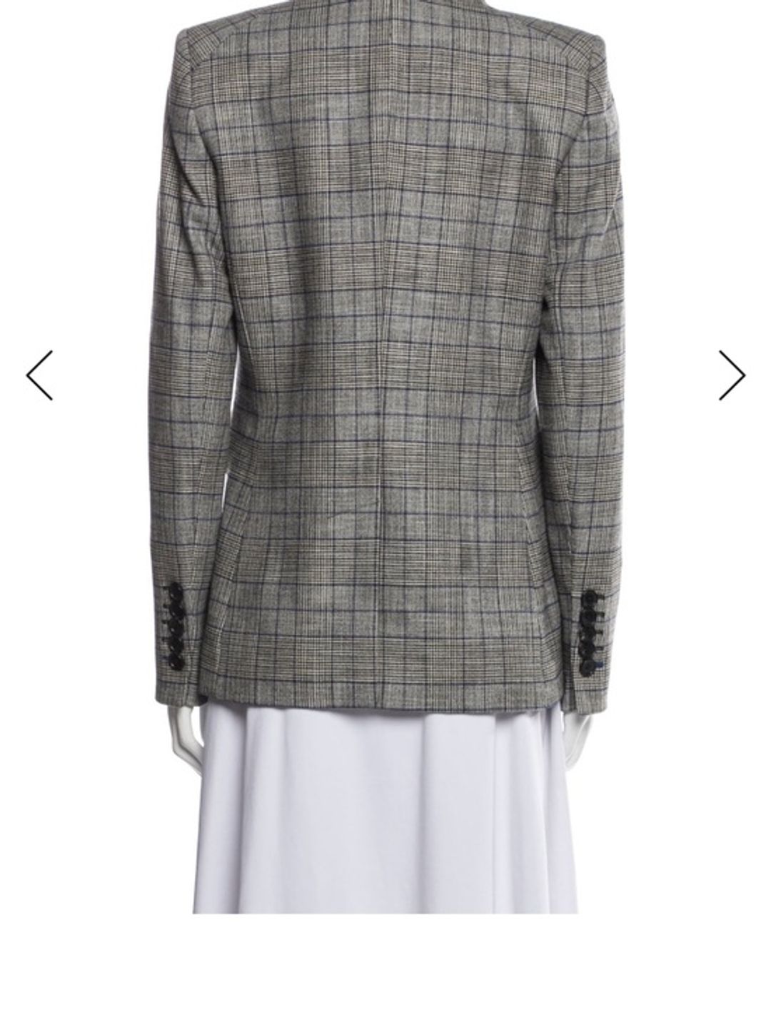 Veronica Beard Double-Breasted Plaid Blazer in Gray and Blue