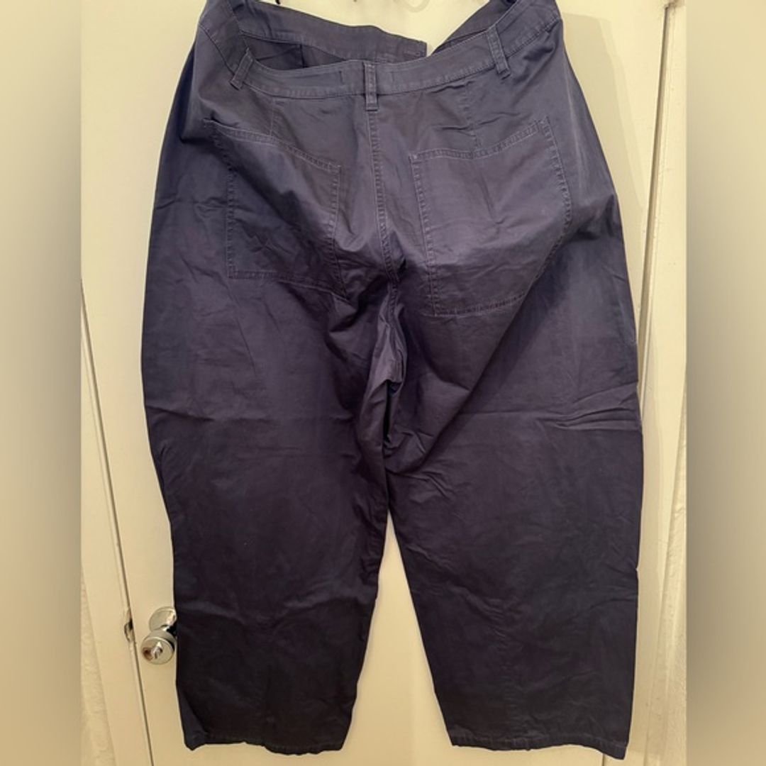Tibi Summer 2024 Garment Dyed Silky Cotton Sid Pant - Petite Length - Navy