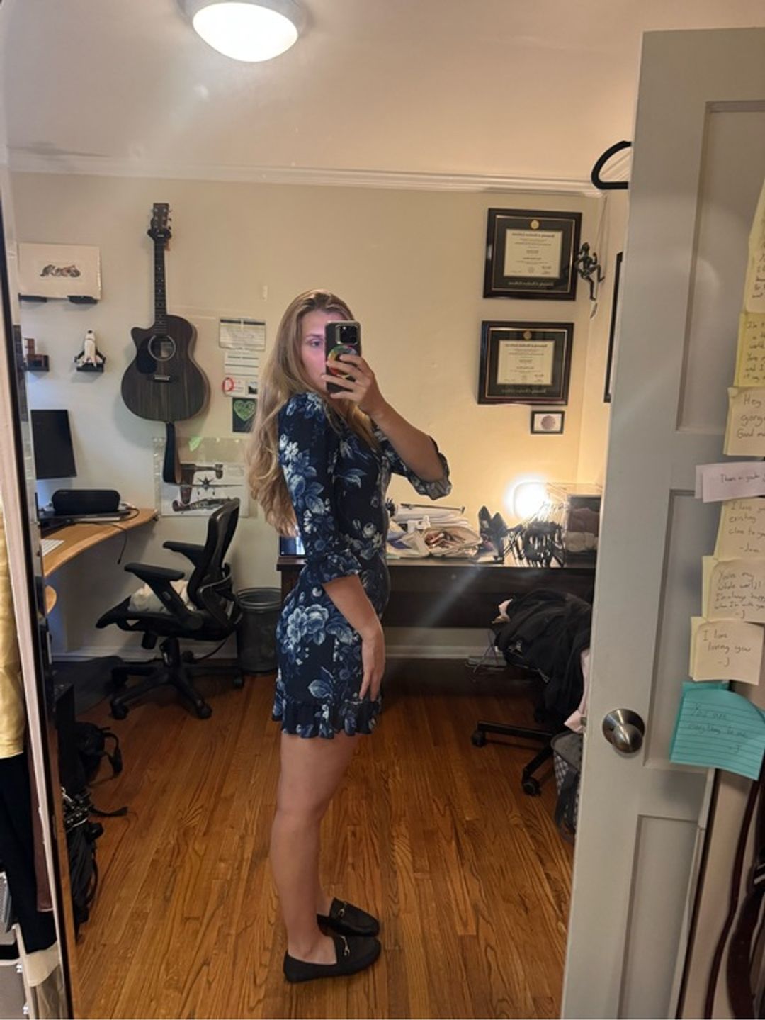 Reformation Doutzen Floral Navy Ruffle-Hem Mini Dress