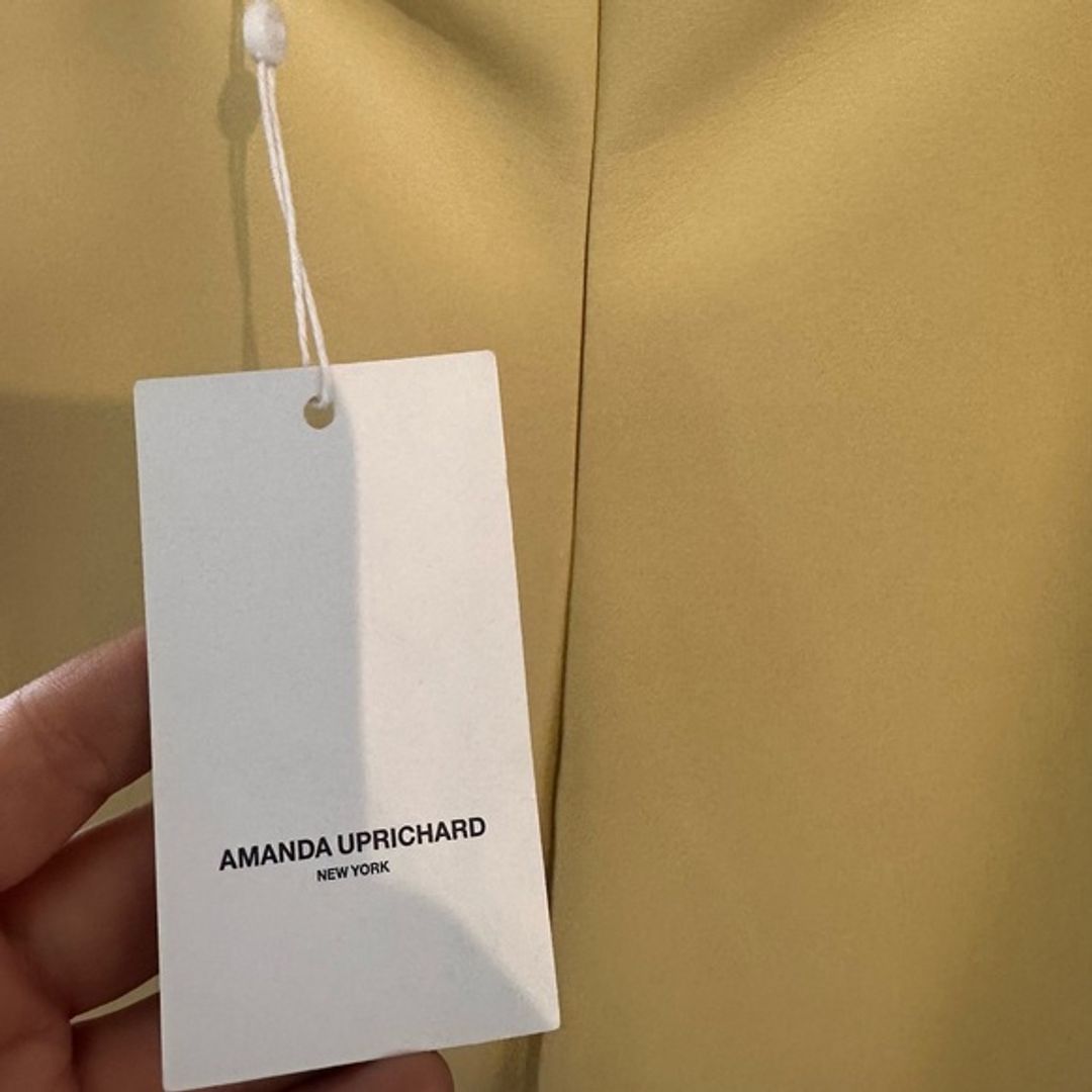 NWT Amanda Uprichard Sorvette Pale Yellow V-Neck Sleeveless Midi Dress