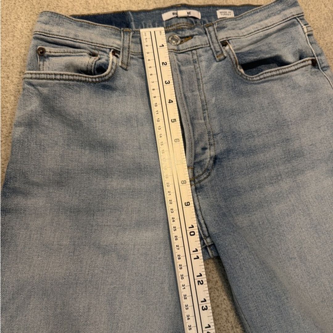 Re/Done Light Blue Straight Jeans with Contrast Stitching