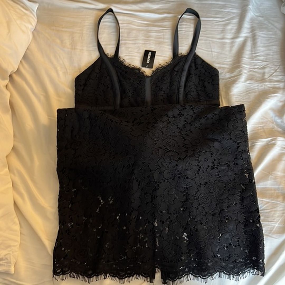 NWT Express Black Lace Bustier Corset Paneled Bodycon Pencil Dress 6