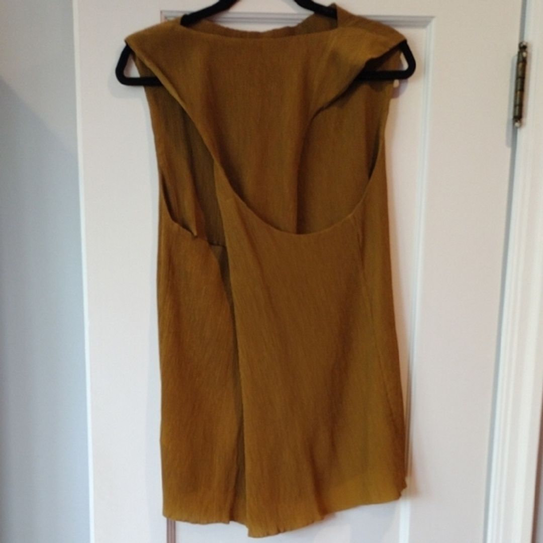 COS Cupro Silk Crinkle Top Brown Copper Twist Back Sleeveless Blouse