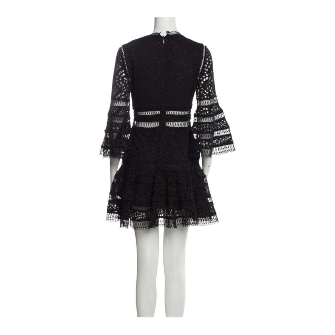 Zimmermann Black Eyelet V-Neck Mini Dress