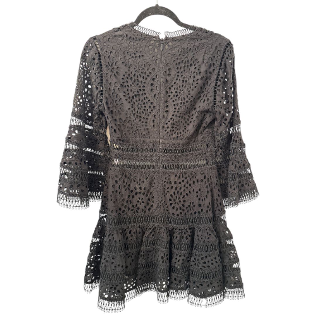 Zimmermann Black Eyelet V-Neck Mini Dress
