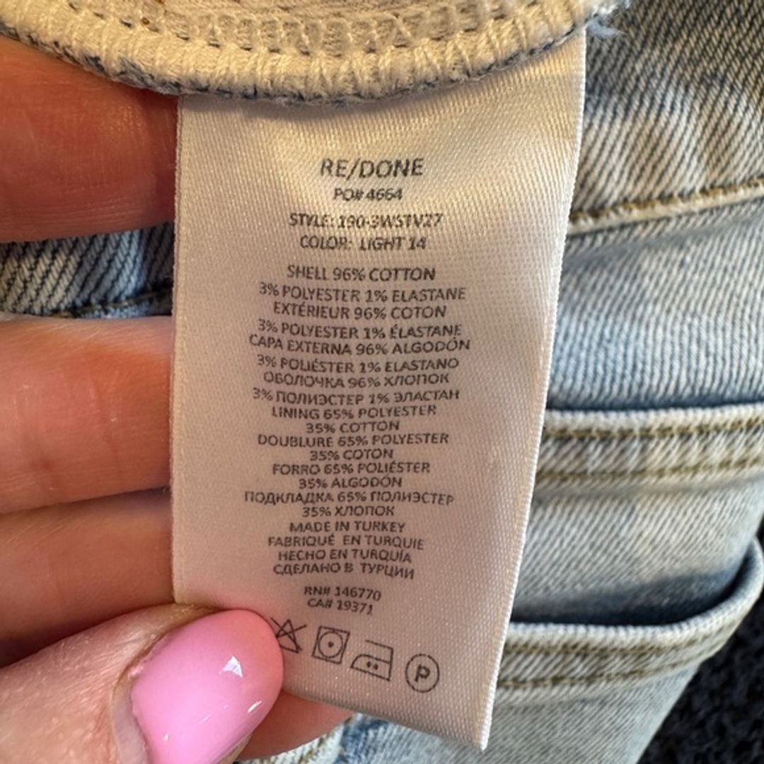 Re/Done Light Blue Straight Jeans with Contrast Stitching